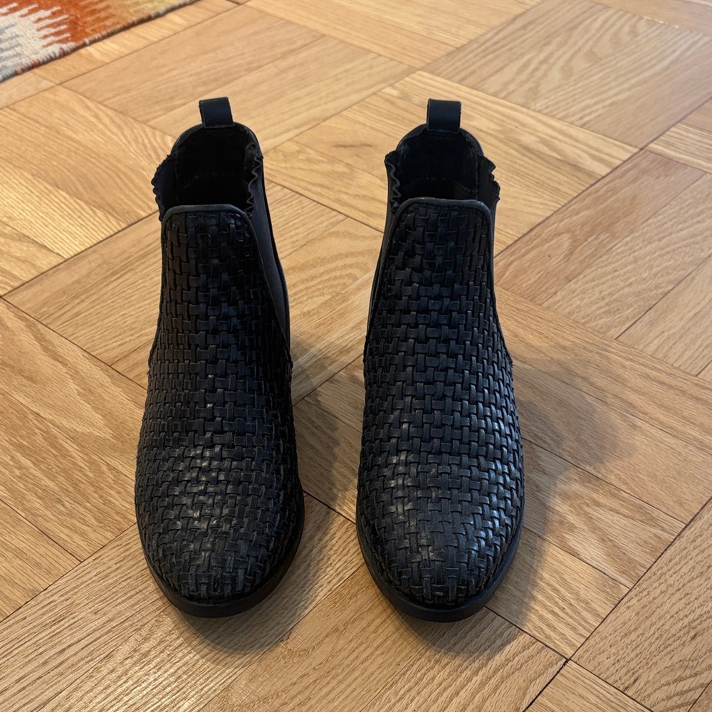 Black Woven Ankle Boots